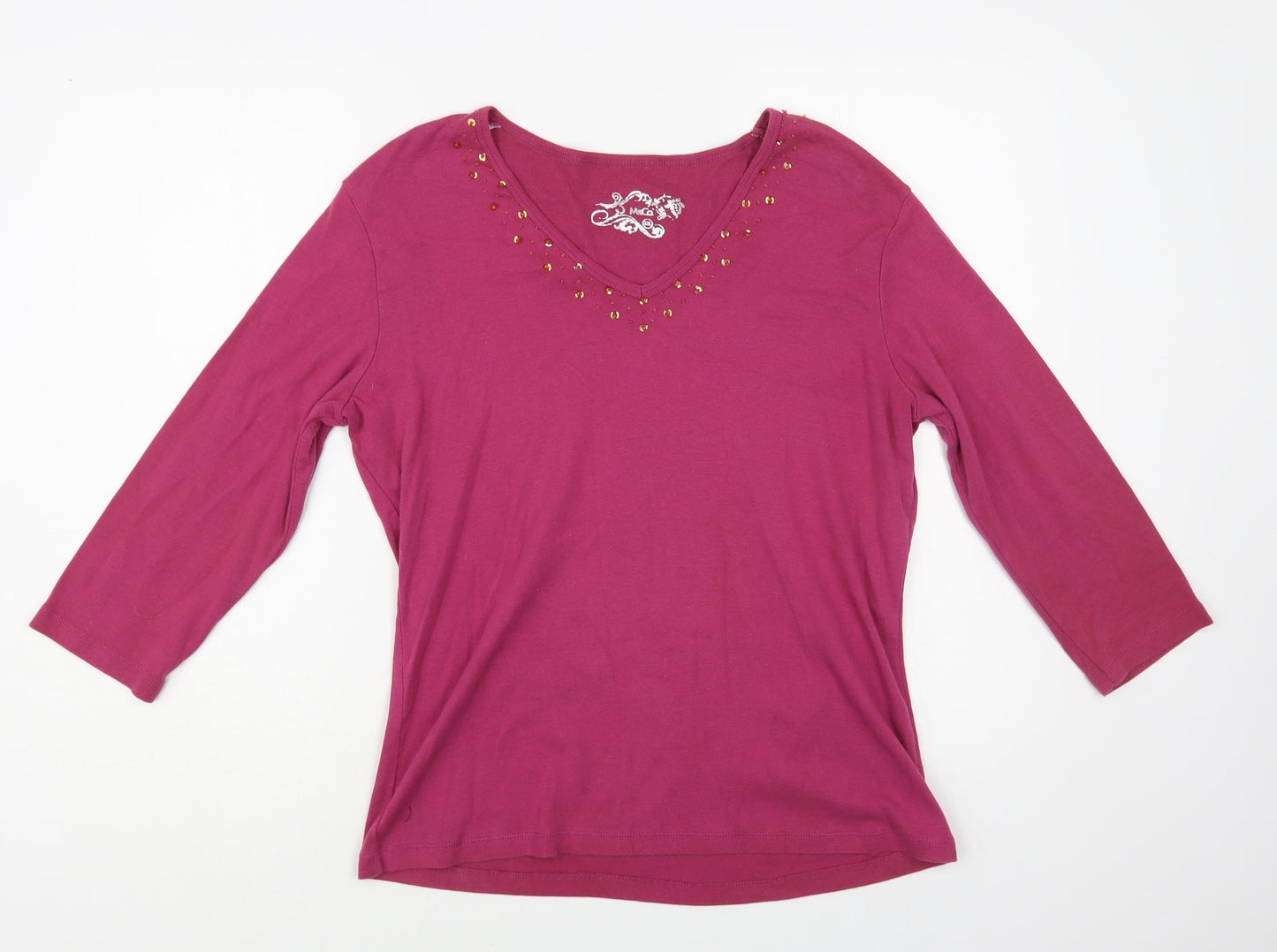Womens UK Size XL M&Co Pink Basic T-Shirt