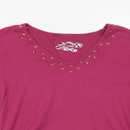 Womens UK Size XL M&Co Pink Basic T-Shirt