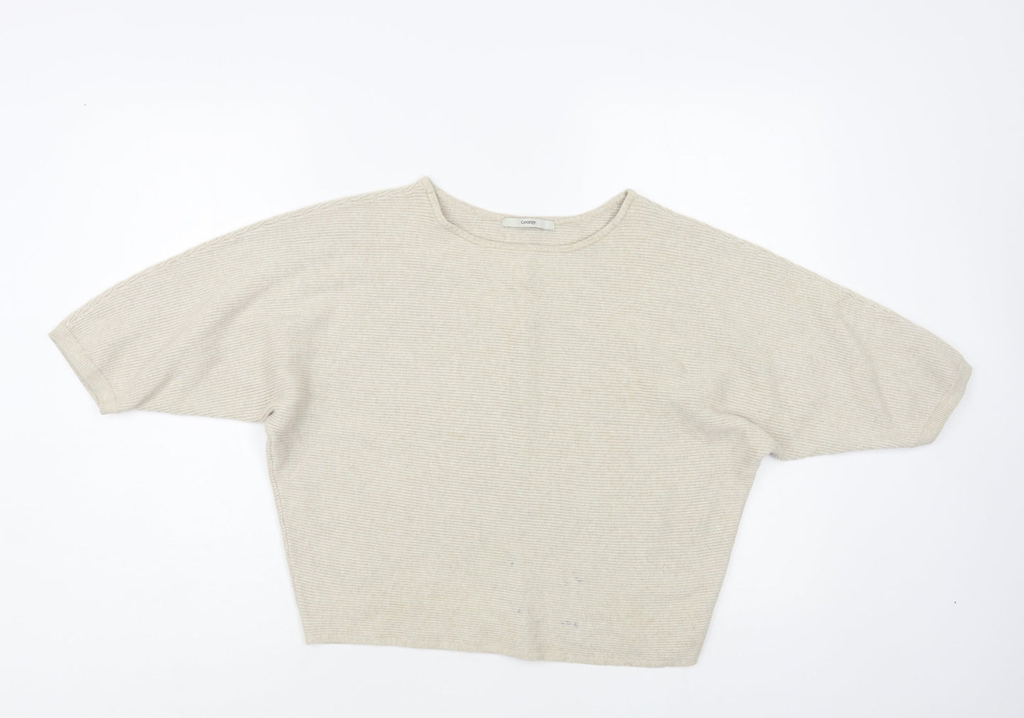 George Womens Beige Boat Neck Viscose Pullover Jumper Size L