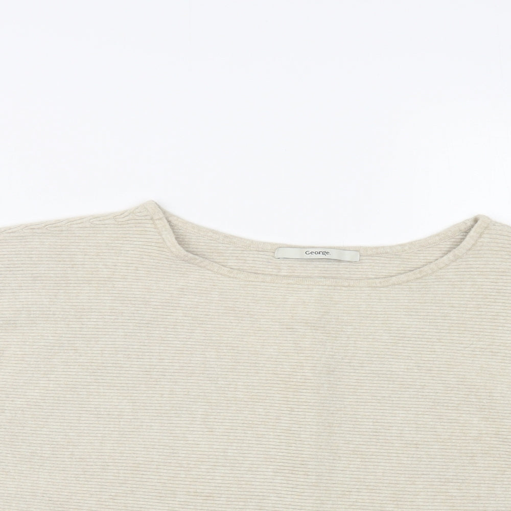 George Womens Beige Boat Neck Viscose Pullover Jumper Size L
