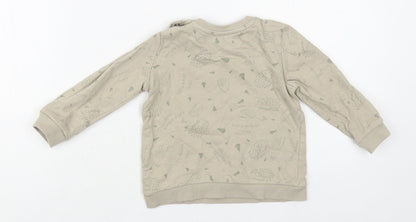 So Cute Baby Beige Geometric Cotton Pullover Jumper Size 12-18 Months Snap - Hedgehog Pattern