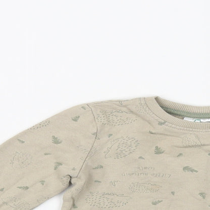 So Cute Baby Beige Geometric Cotton Pullover Jumper Size 12-18 Months Snap - Hedgehog Pattern