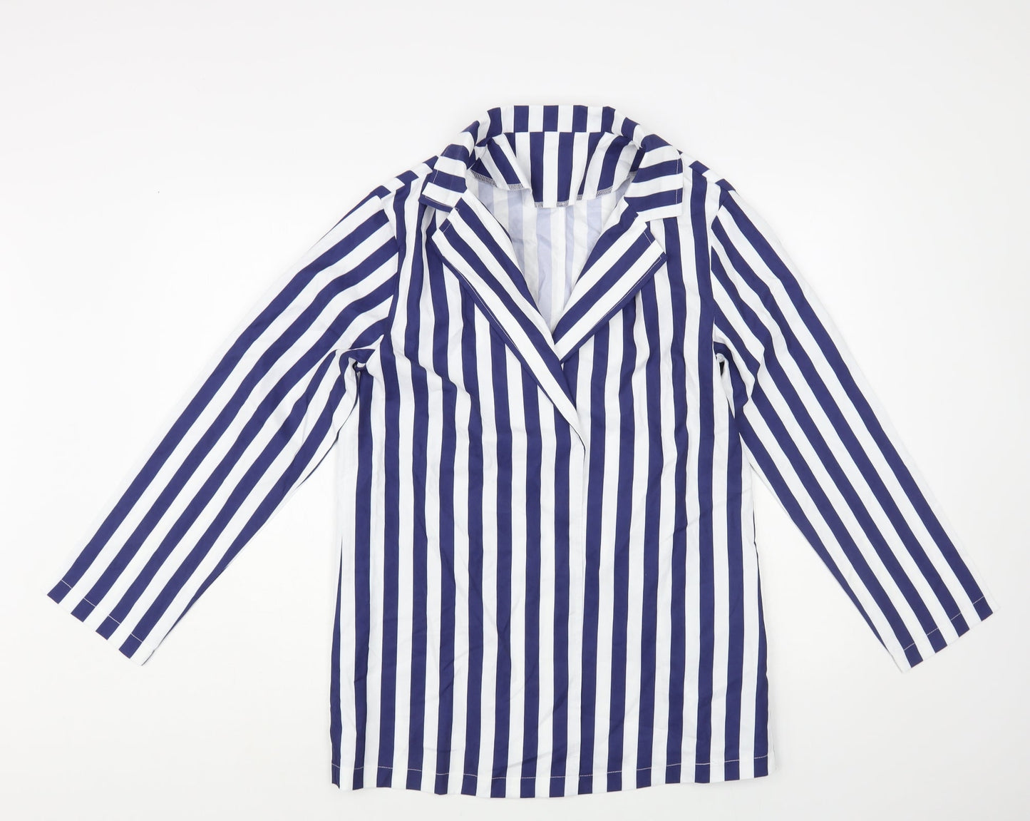 SheIn Womens Blue Striped Jacket Blazer Size M
