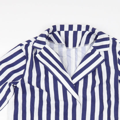 SheIn Womens Blue Striped Jacket Blazer Size M