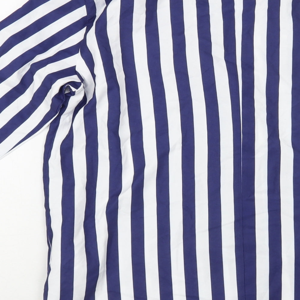 SheIn Womens Blue Striped Jacket Blazer Size M