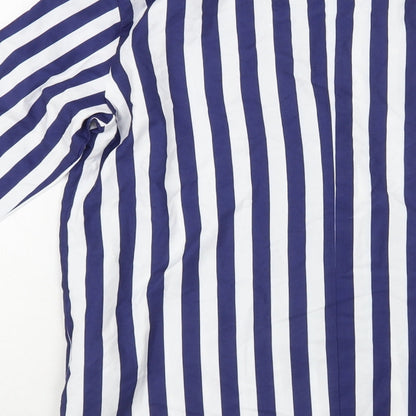 SheIn Womens Blue Striped Jacket Blazer Size M