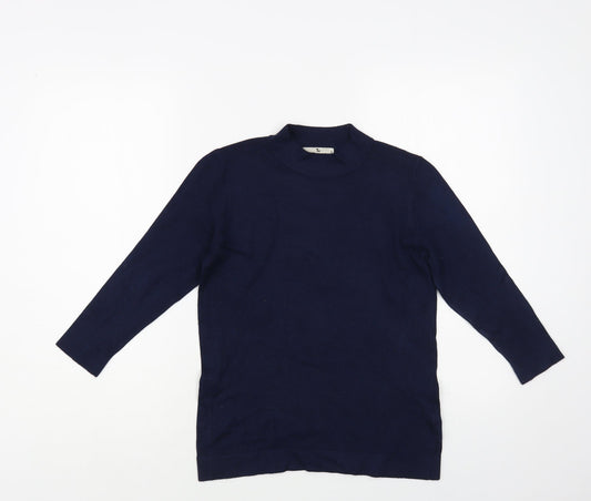 TU Womens Blue Mock Neck Viscose Pullover Jumper Size 8