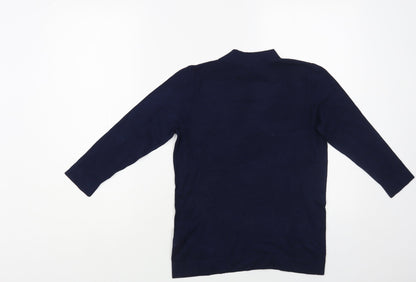 TU Womens Blue Mock Neck Viscose Pullover Jumper Size 8