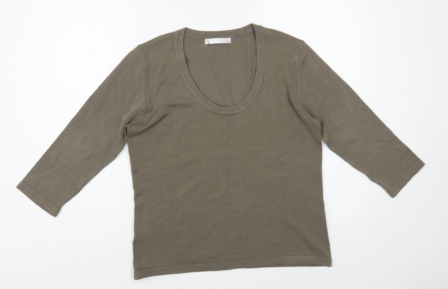 AMARANTO Womens Brown Scoop Neck Acrylic Pullover Jumper Size 14