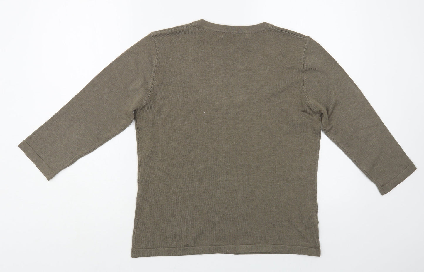 AMARANTO Womens Brown Scoop Neck Acrylic Pullover Jumper Size 14