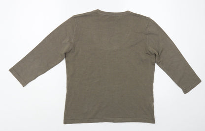 AMARANTO Womens Brown Scoop Neck Acrylic Pullover Jumper Size 14