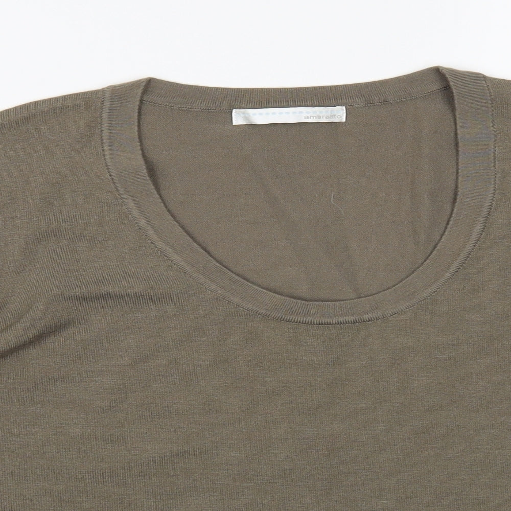 AMARANTO Womens Brown Scoop Neck Acrylic Pullover Jumper Size 14