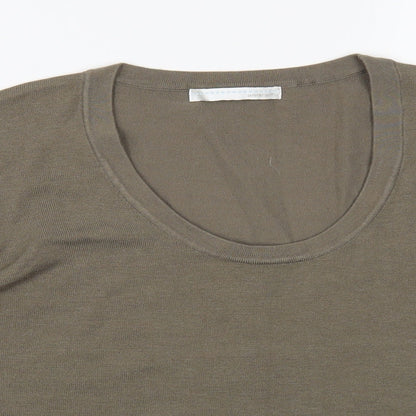 AMARANTO Womens Brown Scoop Neck Acrylic Pullover Jumper Size 14