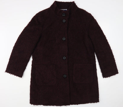 Isle Womens Purple Overcoat Coat Size L Button