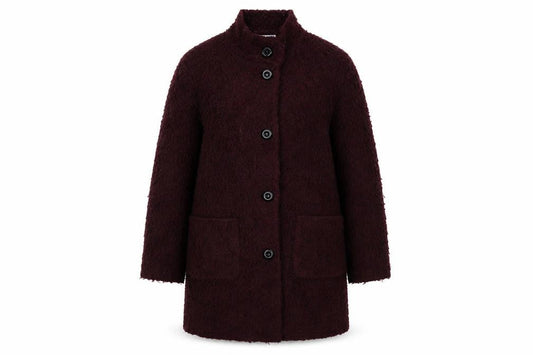 Isle Womens Purple Overcoat Coat Size L Button