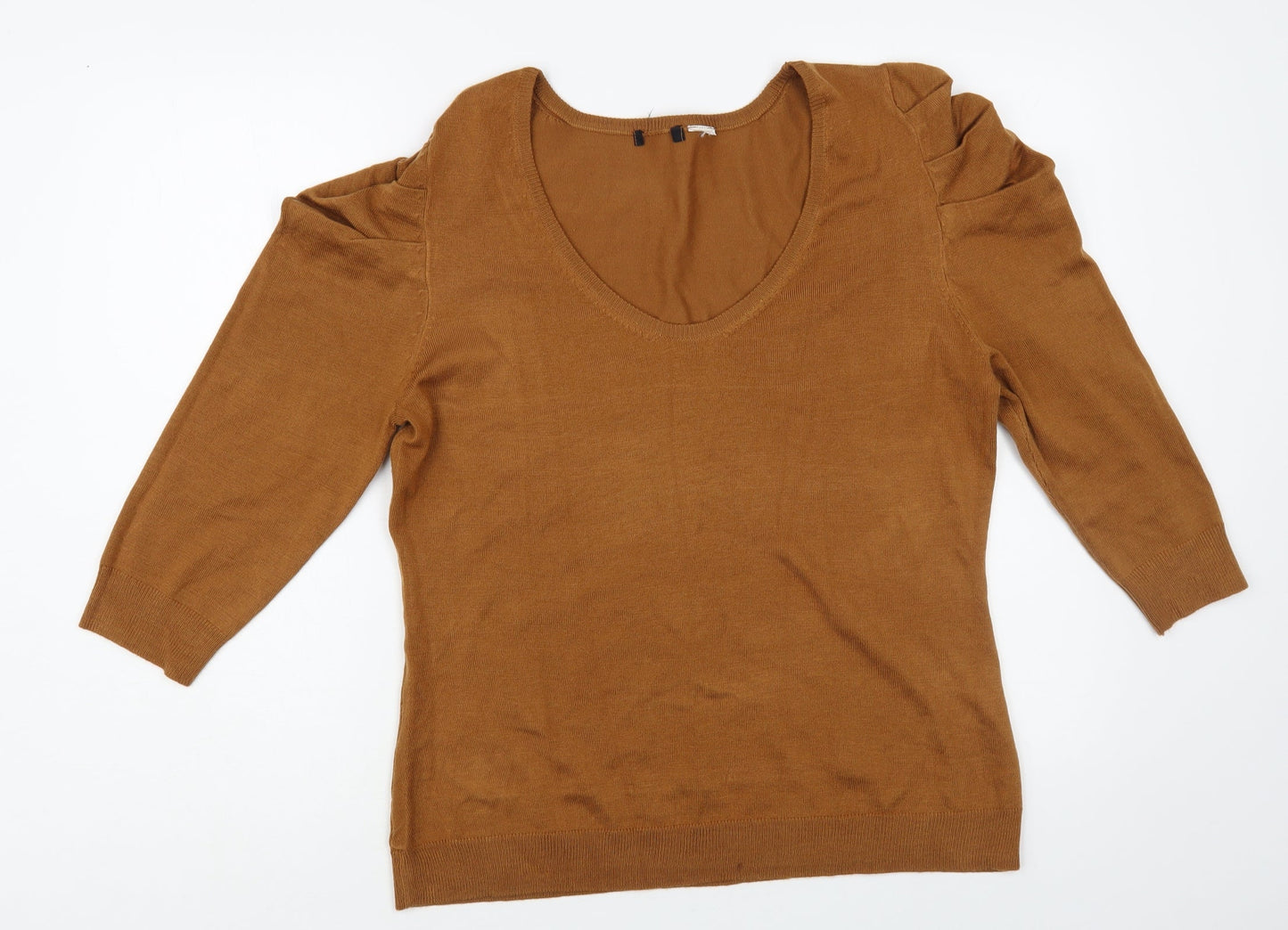 La Redoute Womens Brown Scoop Neck Acrylic Pullover Jumper Size L