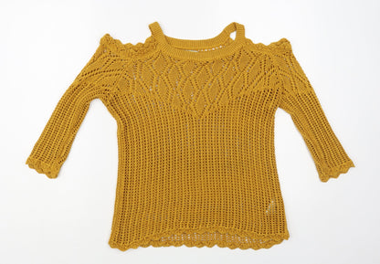Womens UK Size 12 Papaya Yellow Pullover Jumper