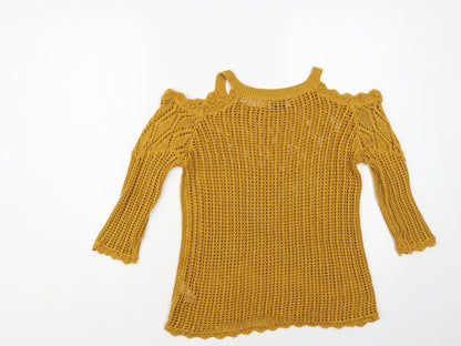 Womens UK Size 12 Papaya Yellow Pullover Jumper