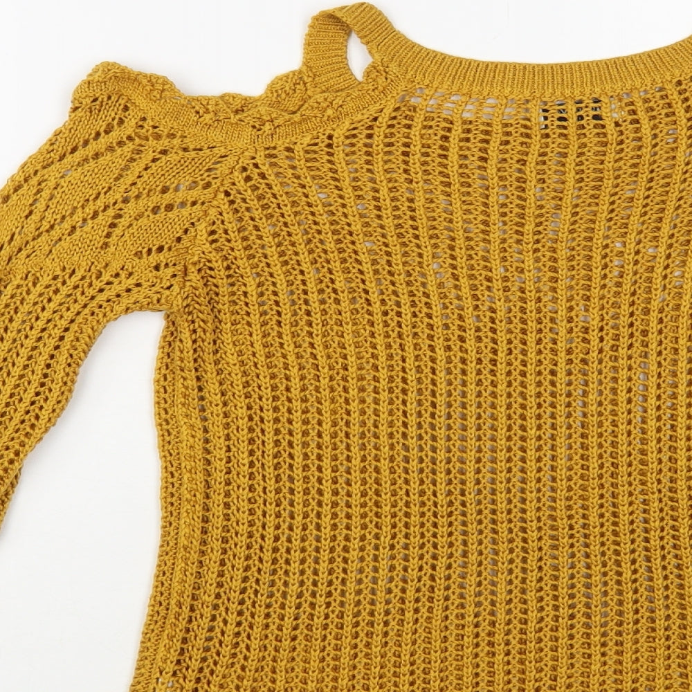 Womens UK Size 12 Papaya Yellow Pullover Jumper