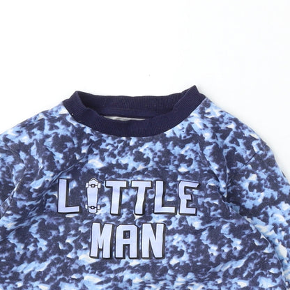 Studio Boys Blue Geometric Cotton Pullover Sweatshirt Size 5-6 Years - little man