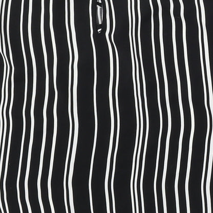 Lindex Girls Black Striped Polyester Basic Blouse Size 7-8 Years Round Neck Button