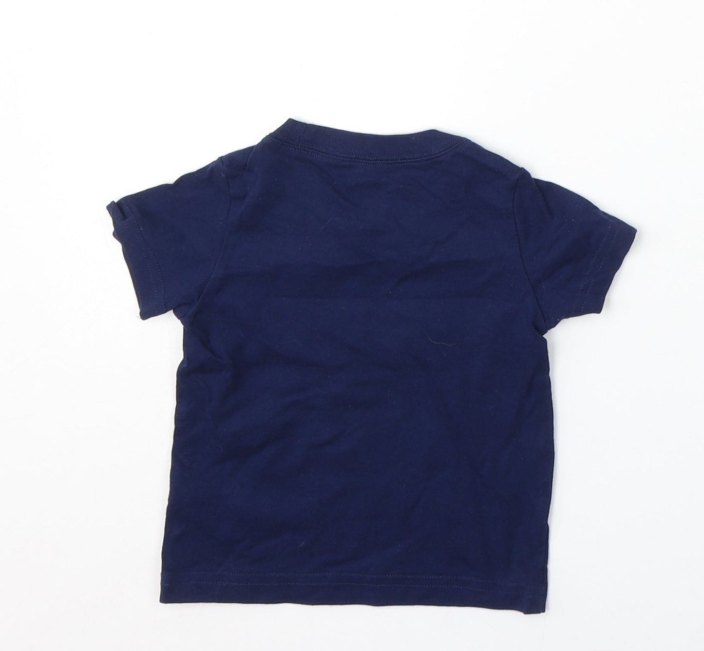Child of Mine by Carter's Boys Blue Cotton Basic T-Shirt Size 12 Months Round Neck - Fire Engine