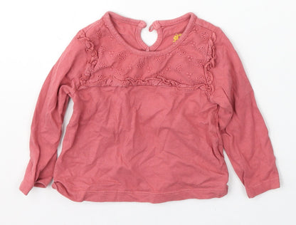 Primark Girls Pink Cotton Basic T-Shirt Size 6-9 Months Round Neck Button