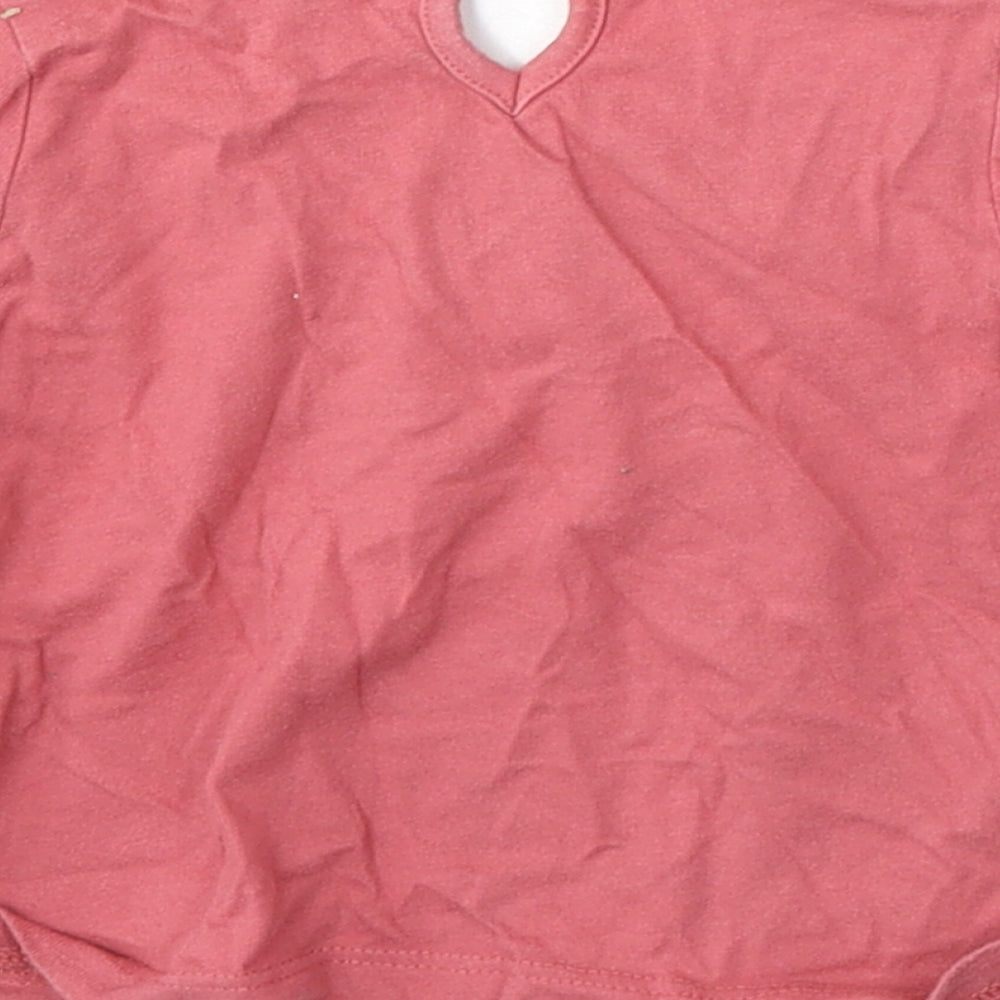 Primark Girls Pink Cotton Basic T-Shirt Size 6-9 Months Round Neck Button