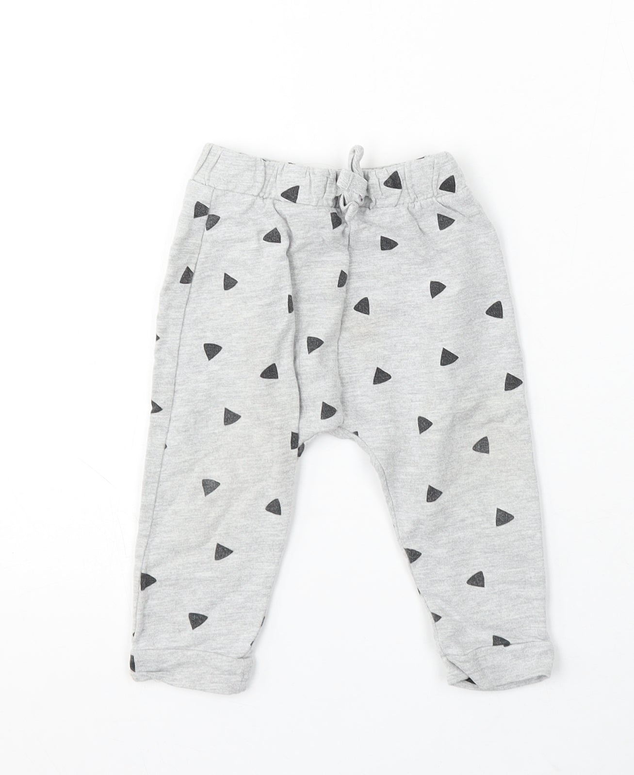 Limited Edition Girls Grey Geometric Cotton Jogger Trousers Size 9-12 Months