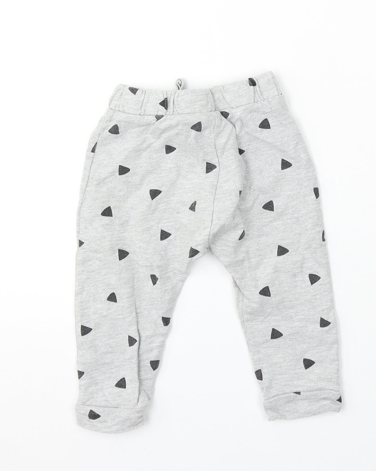 Limited Edition Girls Grey Geometric Cotton Jogger Trousers Size 9-12 Months