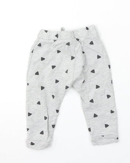 Limited Edition Girls Grey Geometric Cotton Jogger Trousers Size 9-12 Months