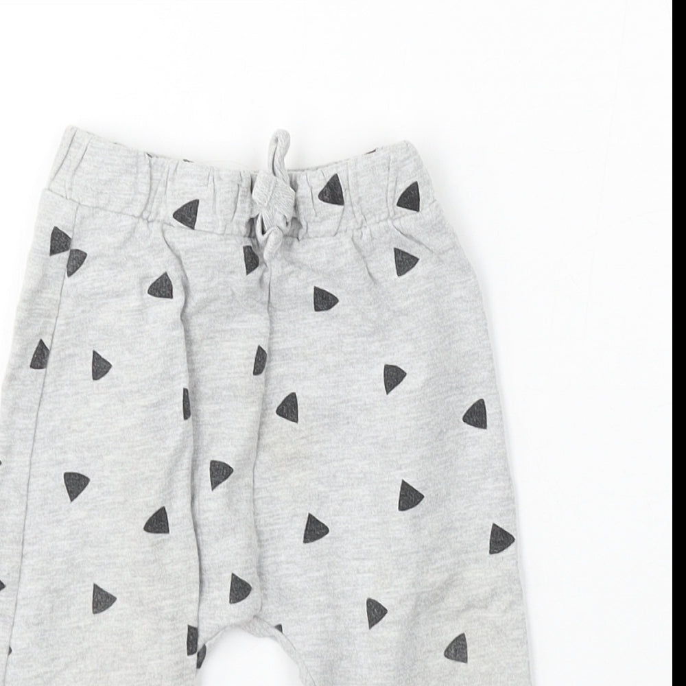Limited Edition Girls Grey Geometric Cotton Jogger Trousers Size 9-12 Months