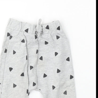 Limited Edition Girls Grey Geometric Cotton Jogger Trousers Size 9-12 Months