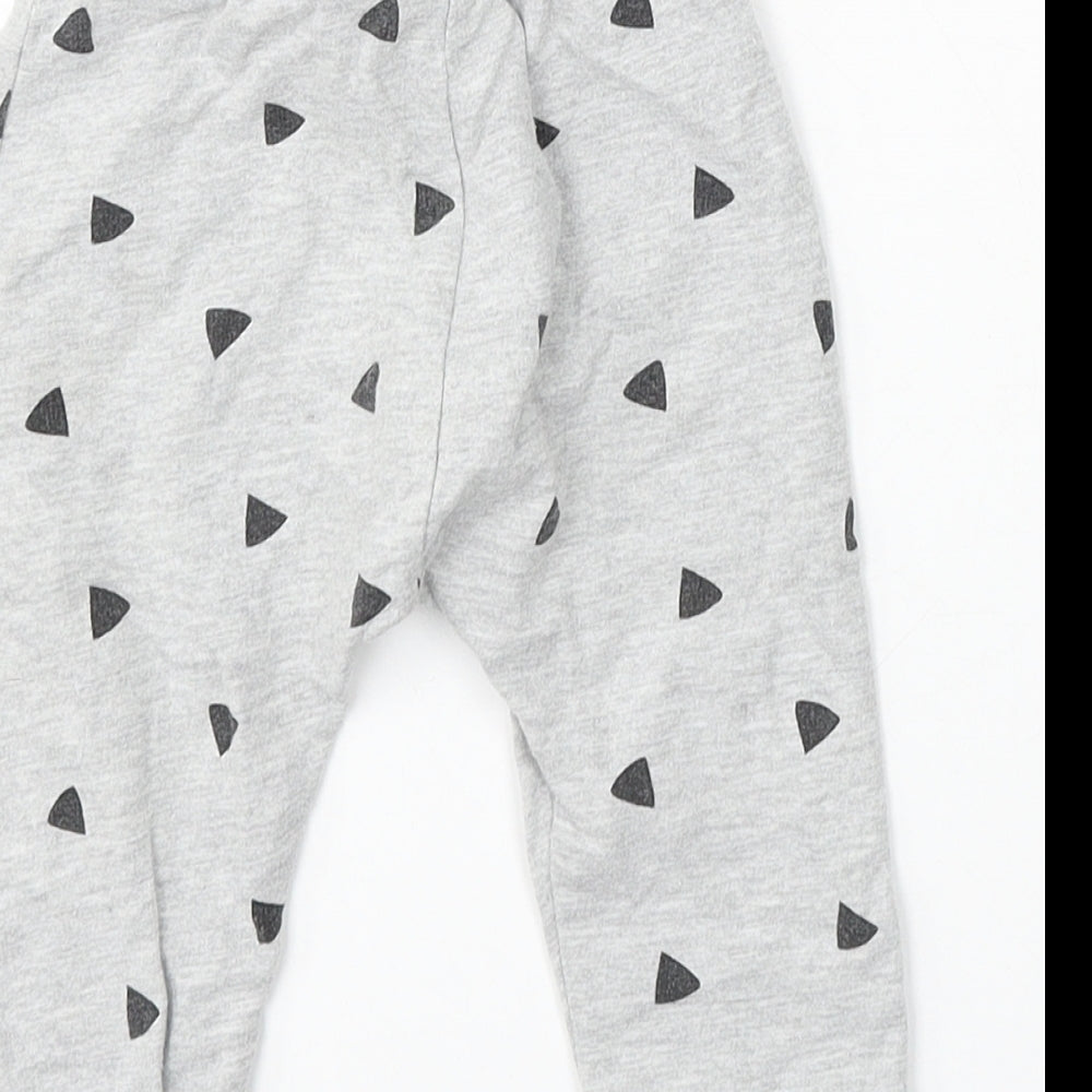 Limited Edition Girls Grey Geometric Cotton Jogger Trousers Size 9-12 Months