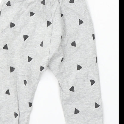Limited Edition Girls Grey Geometric Cotton Jogger Trousers Size 9-12 Months