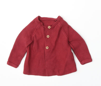 George Girls Red Cotton Cardigan Jumper Size 6-9 Months Button