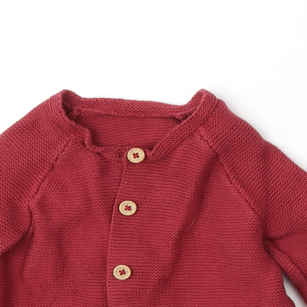 George Girls Red Cotton Cardigan Jumper Size 6-9 Months Button