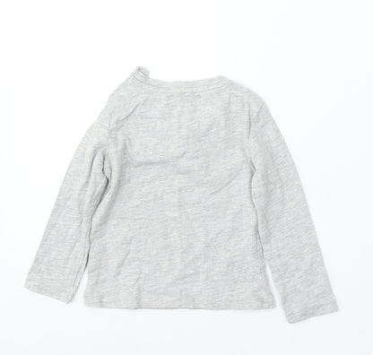 Limited Edition Girls Grey Cotton Basic T-Shirt Size 9-12 Months Round Neck - Smile