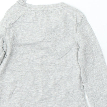 Limited Edition Girls Grey Cotton Basic T-Shirt Size 9-12 Months Round Neck - Smile