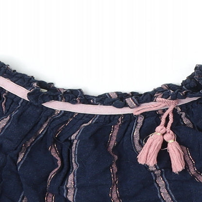 Sfera Girls Blue Striped Cotton Skater Skirt Size 4-5 Years Regular