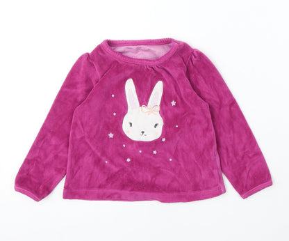 Verbaudet Girls Purple Cotton Pullover Sweatshirt Size 3 Years - Rabbit