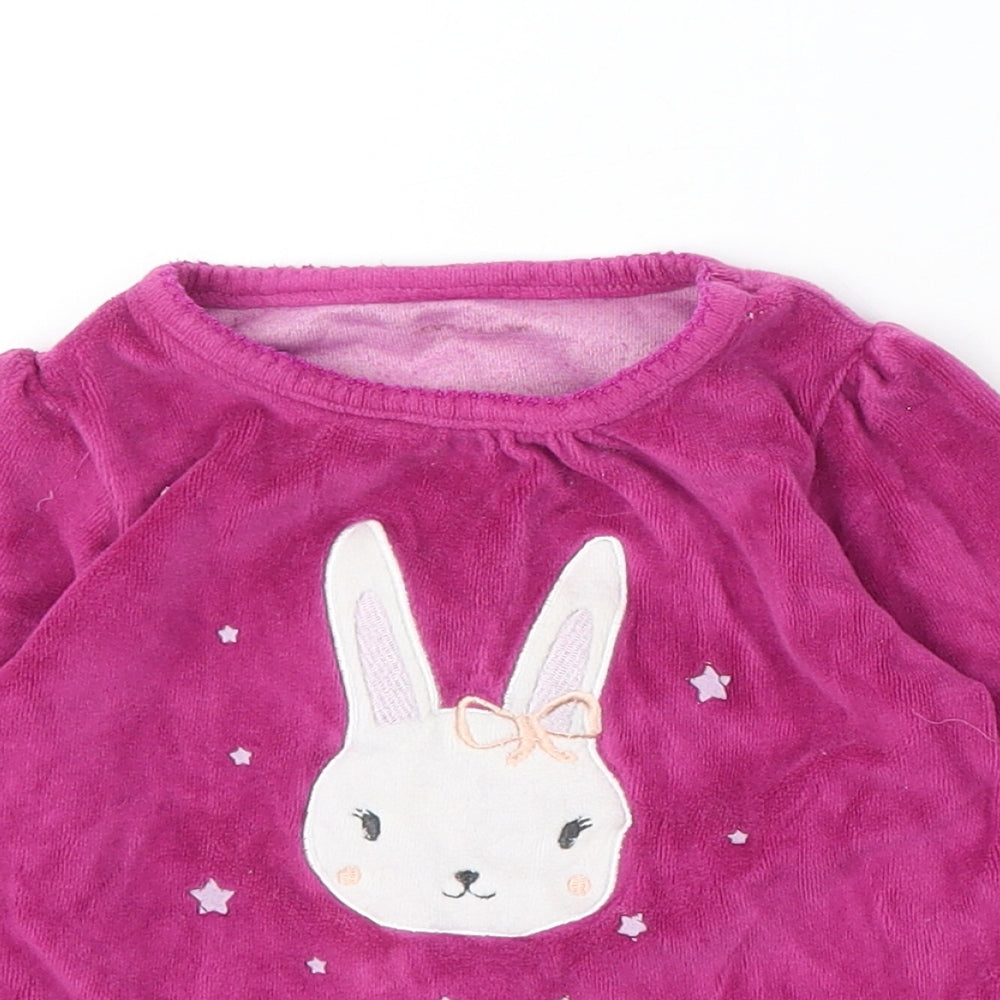 Verbaudet Girls Purple Cotton Pullover Sweatshirt Size 3 Years - Rabbit