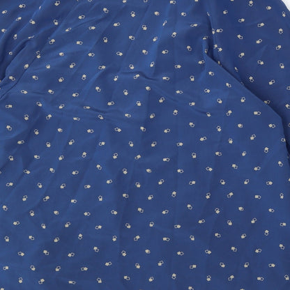 Country Casuals Womens Blue Collared Geometric Polyester Cardigan Jumper Size 10