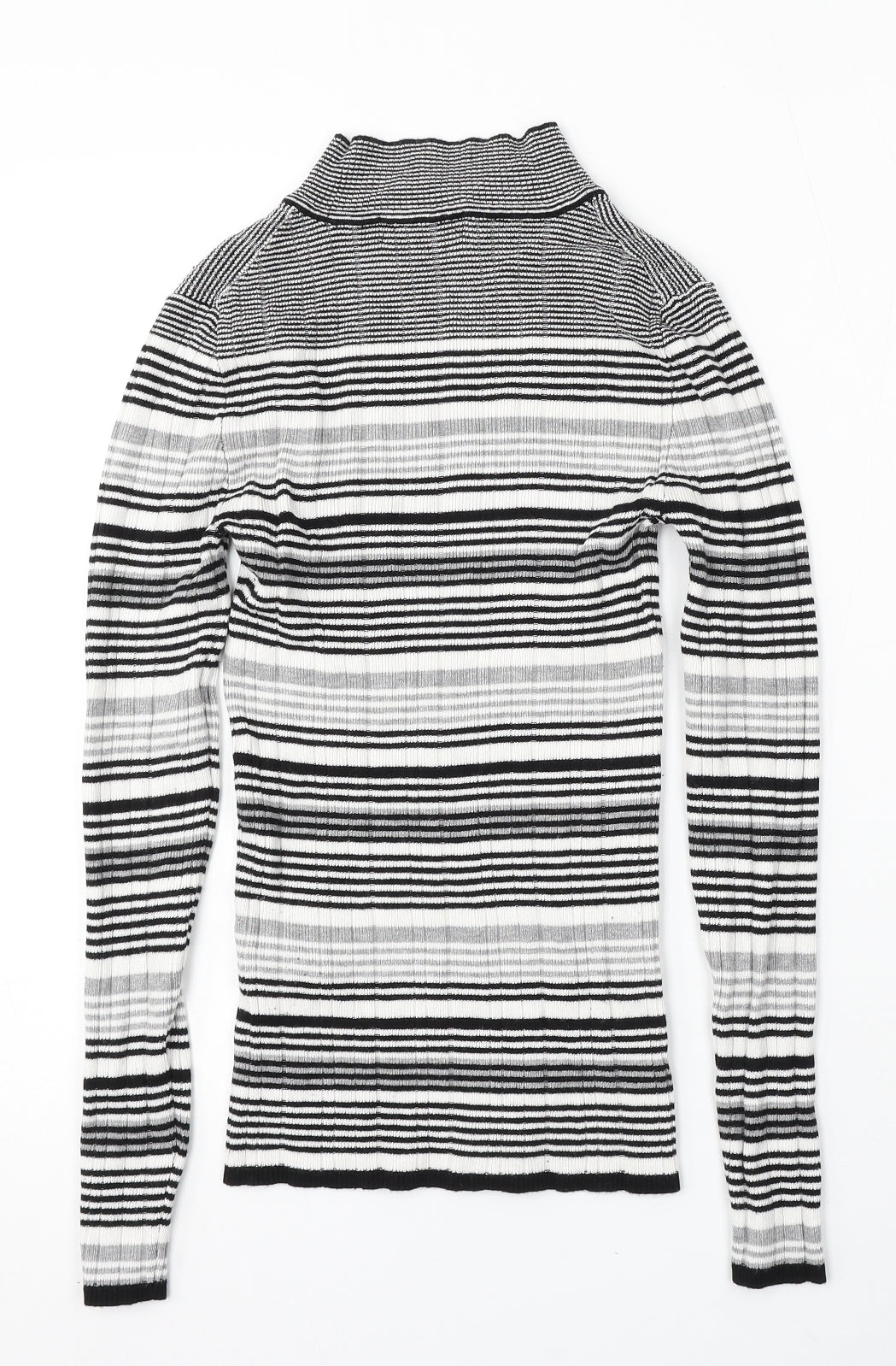 Atmosphere Womens White Mock Neck Striped Viscose Pullover Jumper Size 14