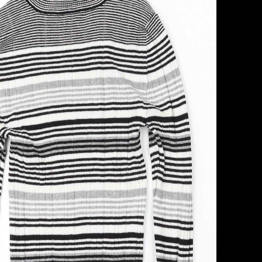 Atmosphere Womens White Mock Neck Striped Viscose Pullover Jumper Size 14