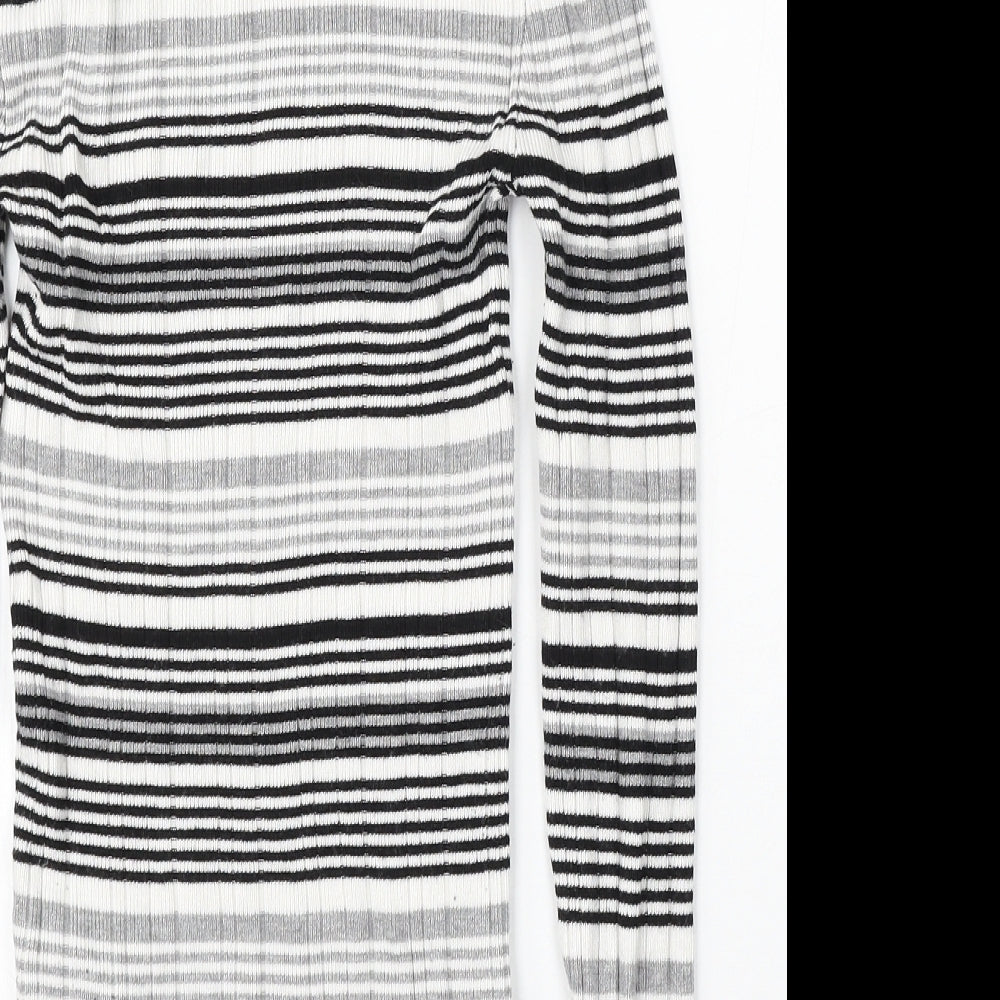 Atmosphere Womens White Mock Neck Striped Viscose Pullover Jumper Size 14