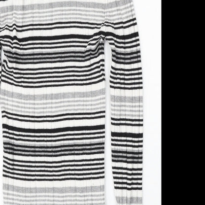 Atmosphere Womens White Mock Neck Striped Viscose Pullover Jumper Size 14