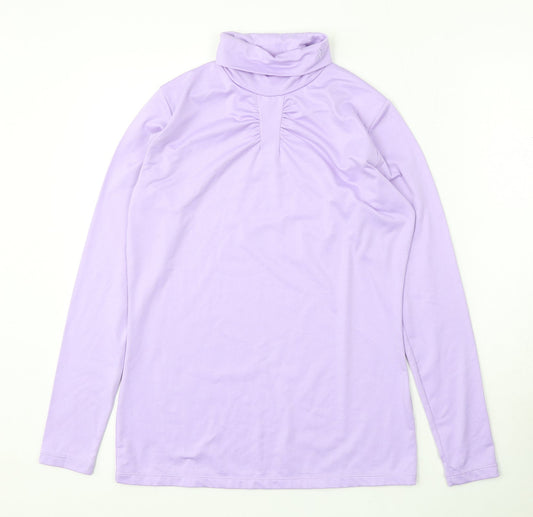 Green Lamb Womens Purple Roll Neck Polyester Pullover Jumper Size 10