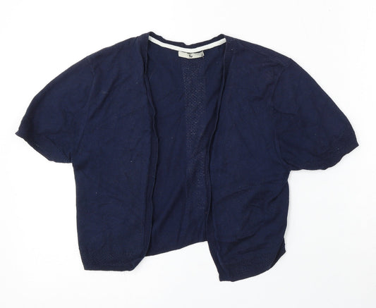 TU Womens Blue V-Neck Cotton Cardigan Jumper Size 12