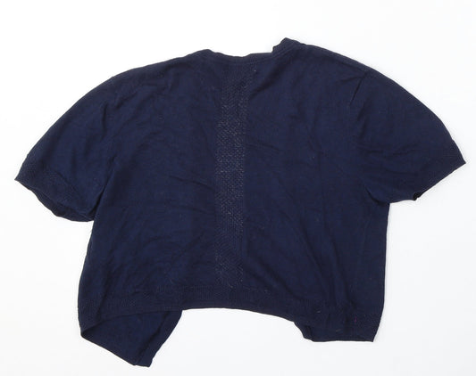 TU Womens Blue V-Neck Cotton Cardigan Jumper Size 12